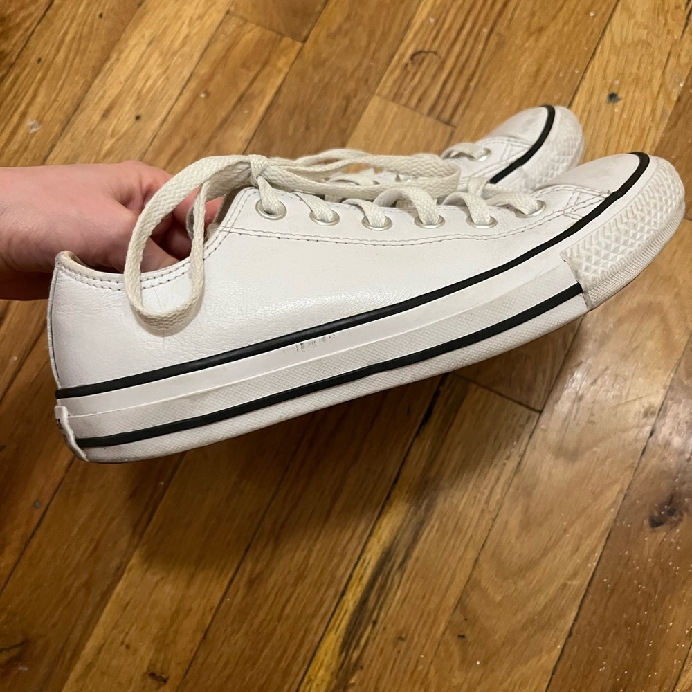 White Leather Low Top Converse